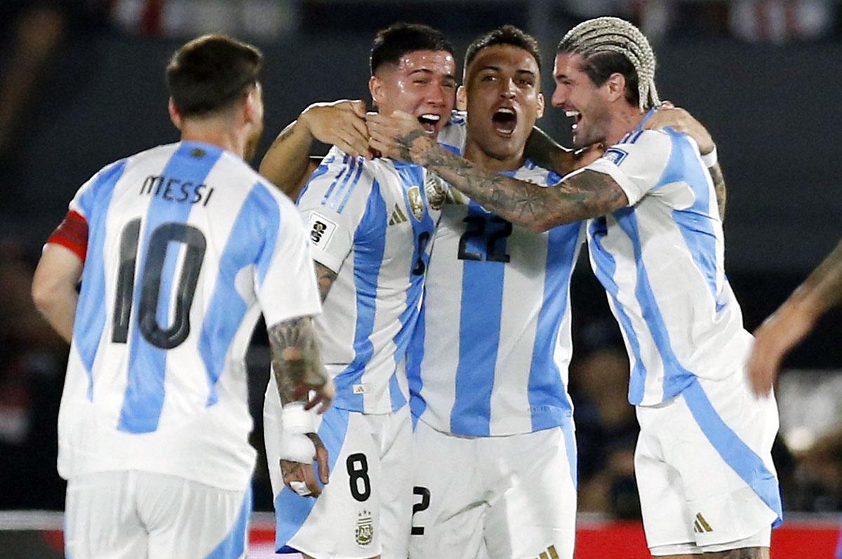 Argentina's players celebrate 