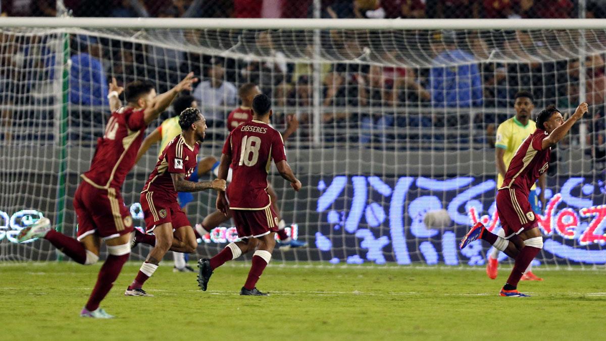 Venezuela's players celebrate 