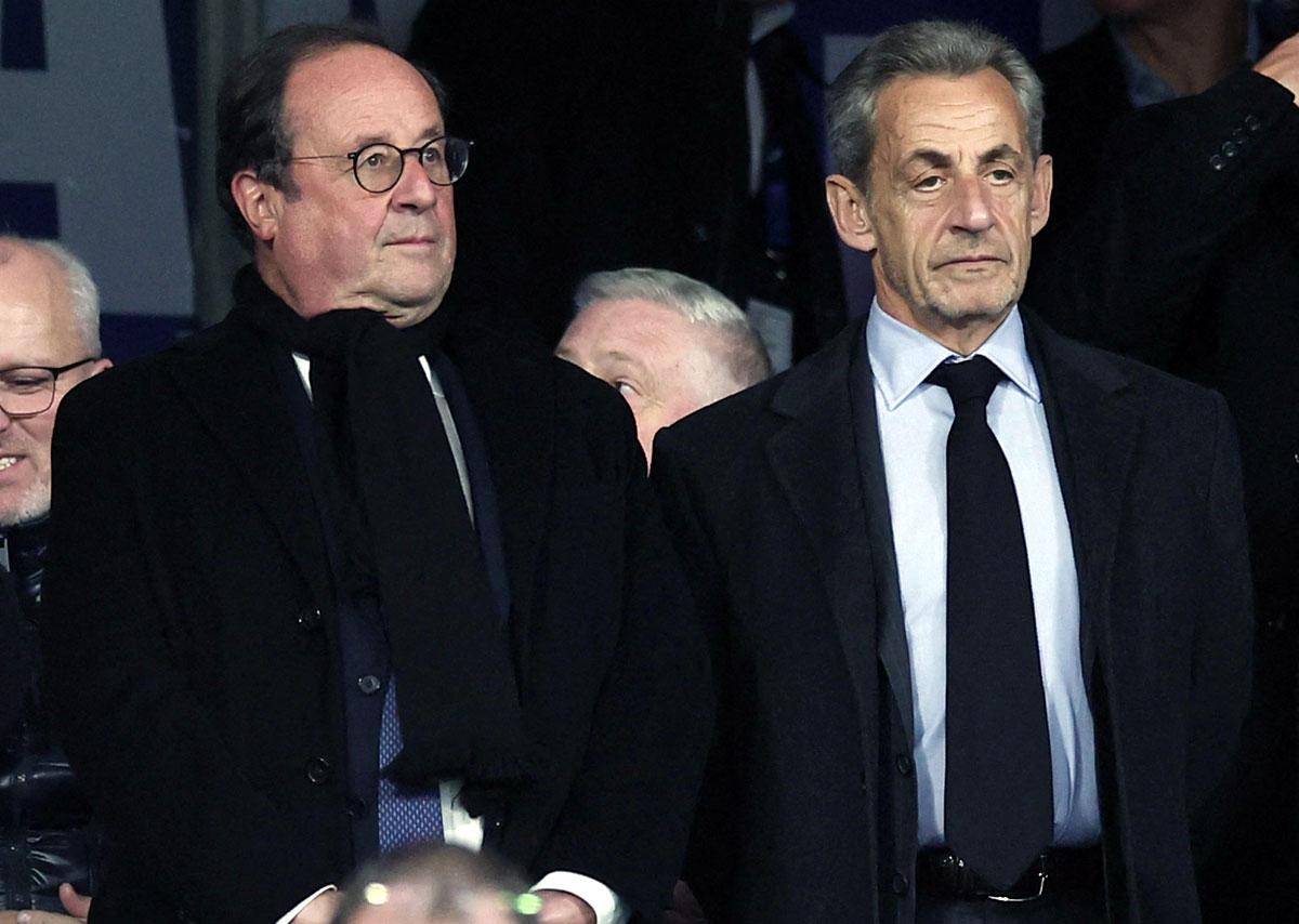 Former France presidents Francois Hollande and Nicolas Sarkozy in the stands