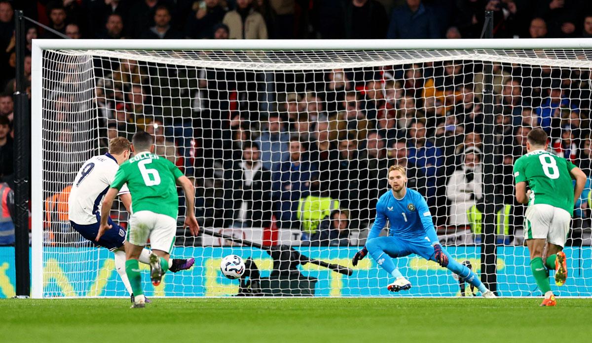 Harry Kane scores England's first goal