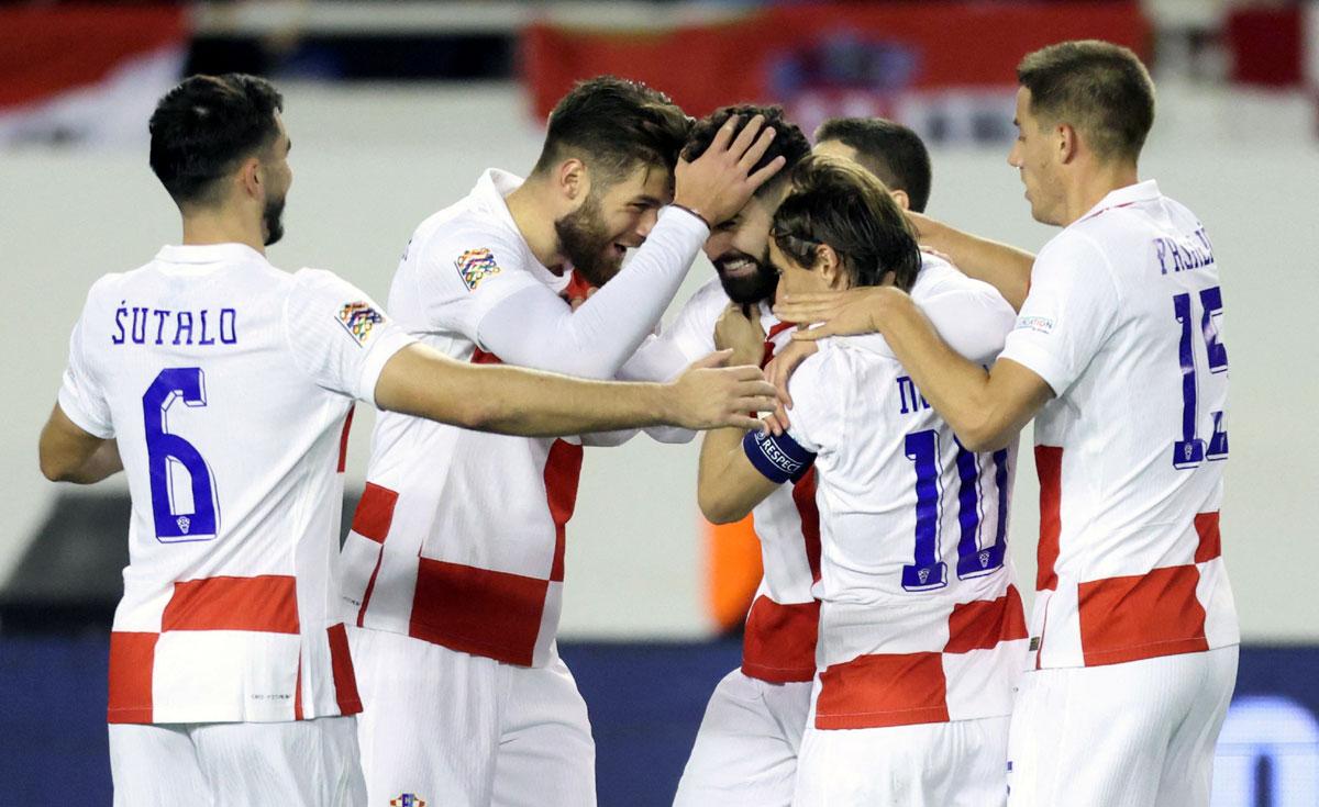 Croatia's Josko Gvardiol celebrates scoring their first goal