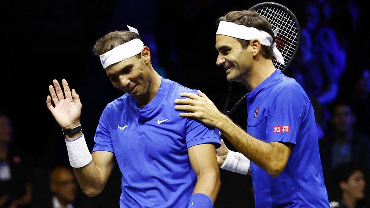 Rafael Nadal with Roger Federer