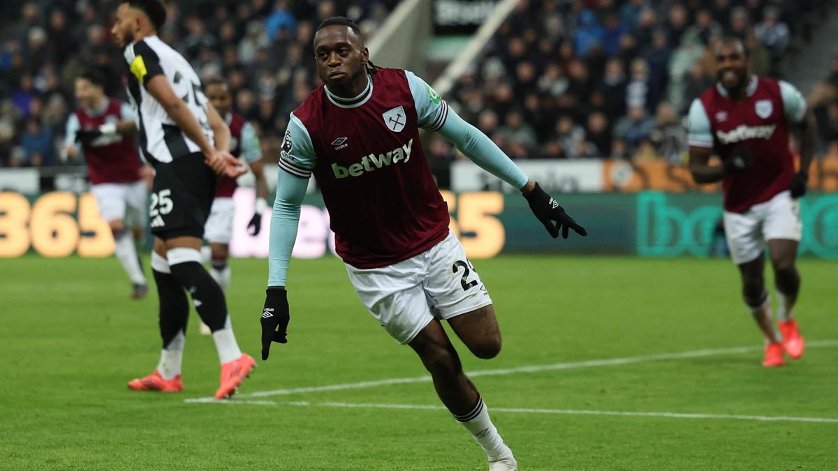 Aaron Wan-Bissaka celebrates scoring West Ham United's second goal in the Premier League match against Newcastle United, at St James' Park, Newcastle, on Monday.