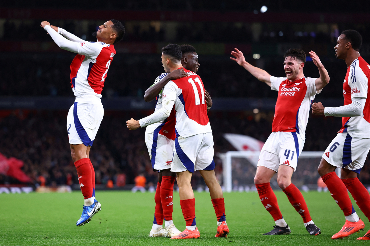 Bukayo Saka (2nd from left), who has established himself as a key player at Arsenal and was their top-scorer in the Premier League last season, said the club's near misses had left him hungry for success.