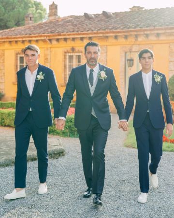 Gianluigi Buffon with his sons Louis Thomas and David Lee