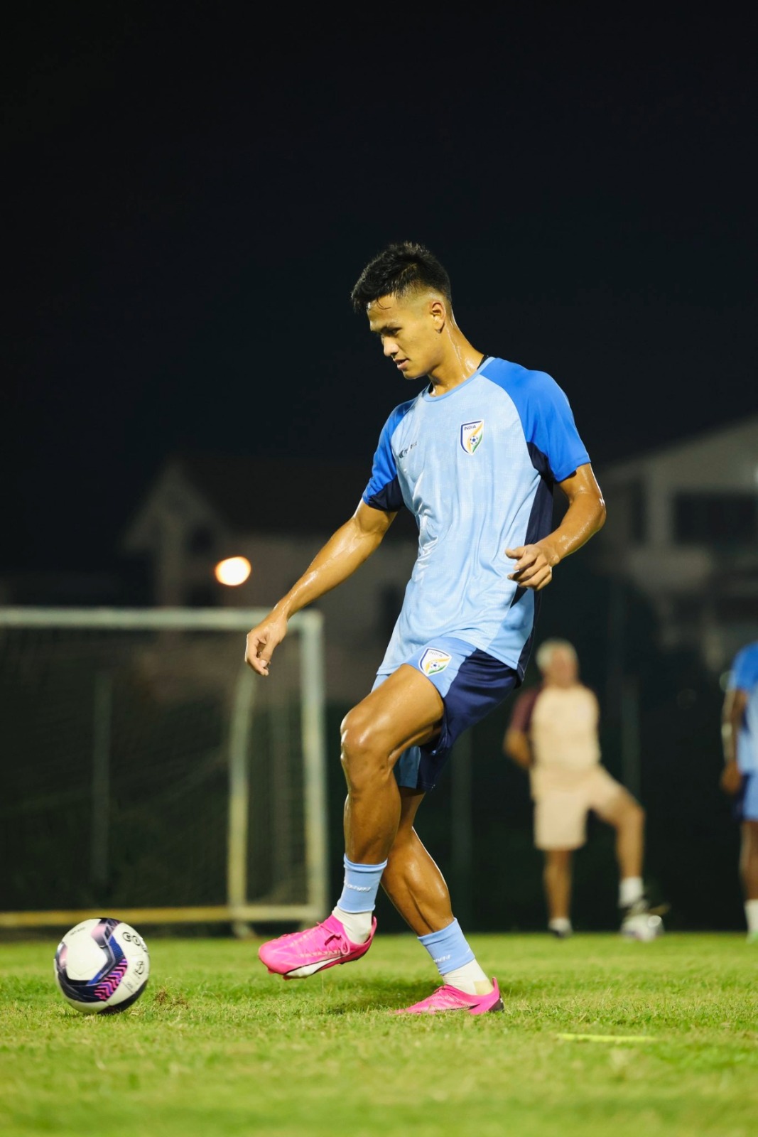 India's Jeakson Singh Thounaojam in action during training