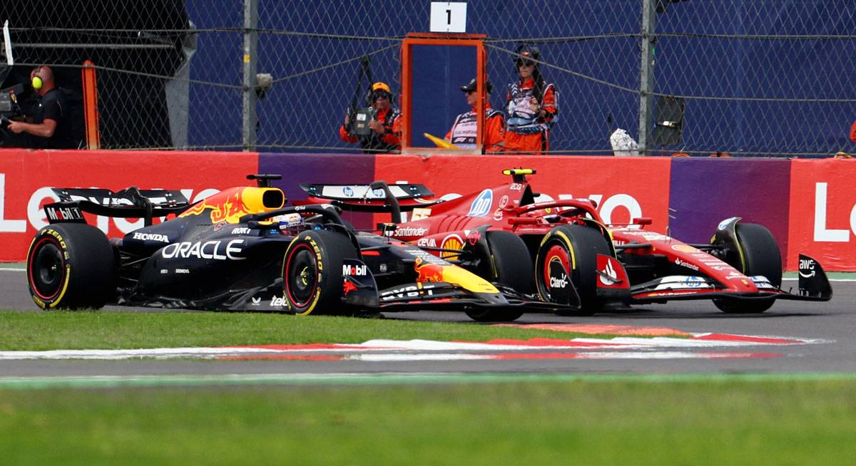 Red Bull's Max Verstappen and Carlos Sainz Jr. in action