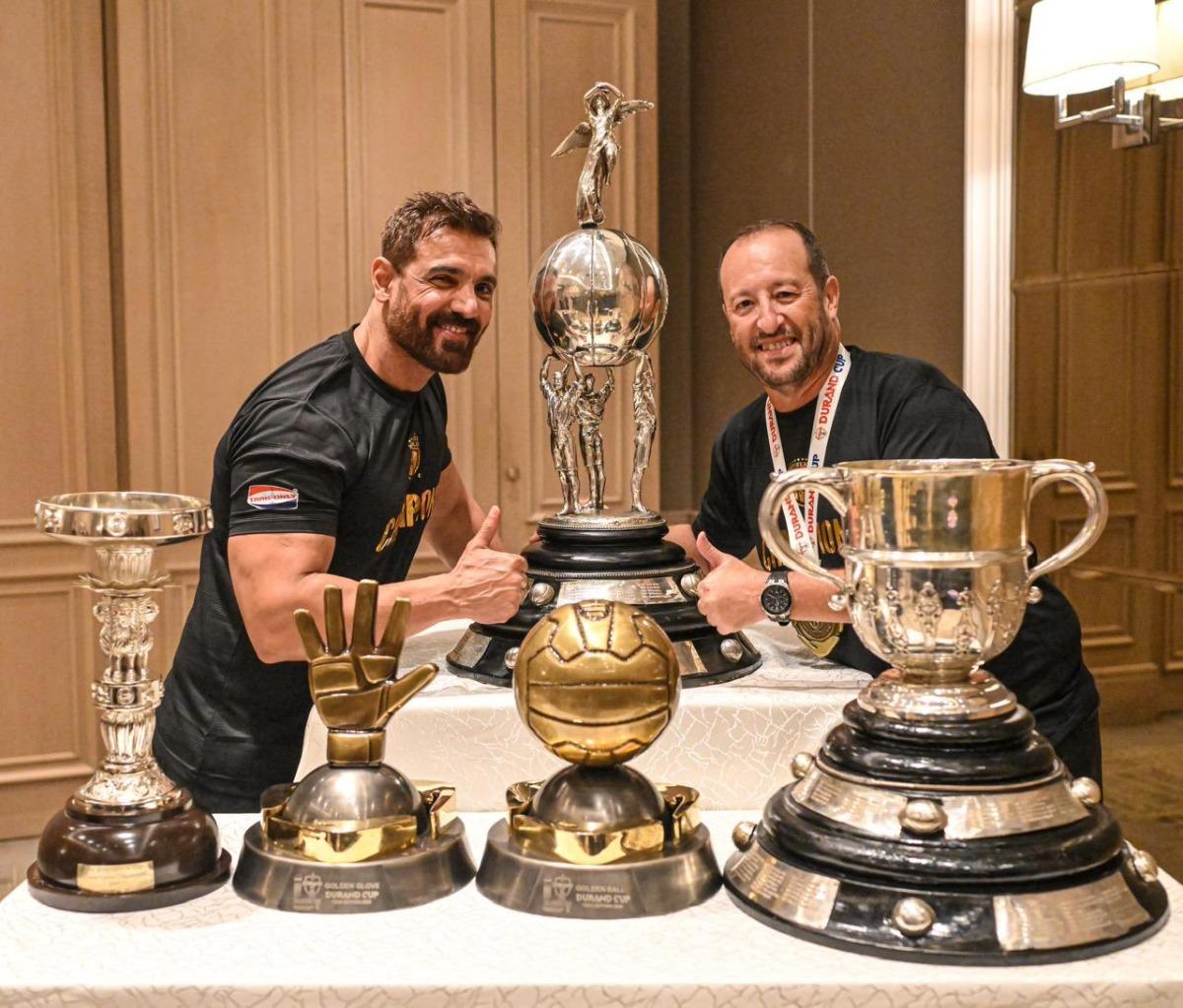 NorthEast United FC's owner John Abraham with Head Coach Juan Pedro Benali