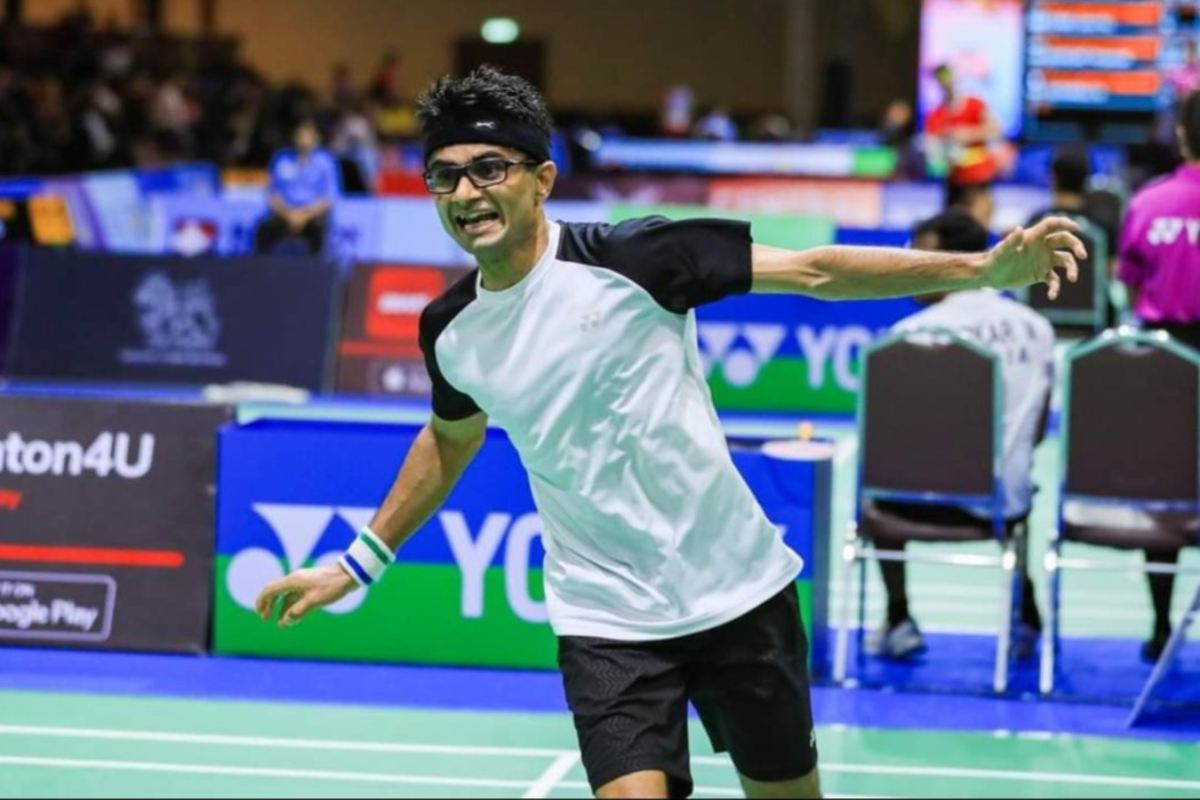 Suhas Yathiraj celebrates ondefeating Sukant Kadam after a commanding performance in the SL4 semi-final at the Paris Paralympics on Sunday