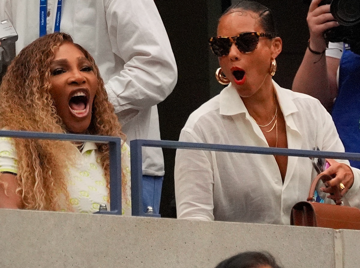 Serena Williams at the US Open with Alicia Keys