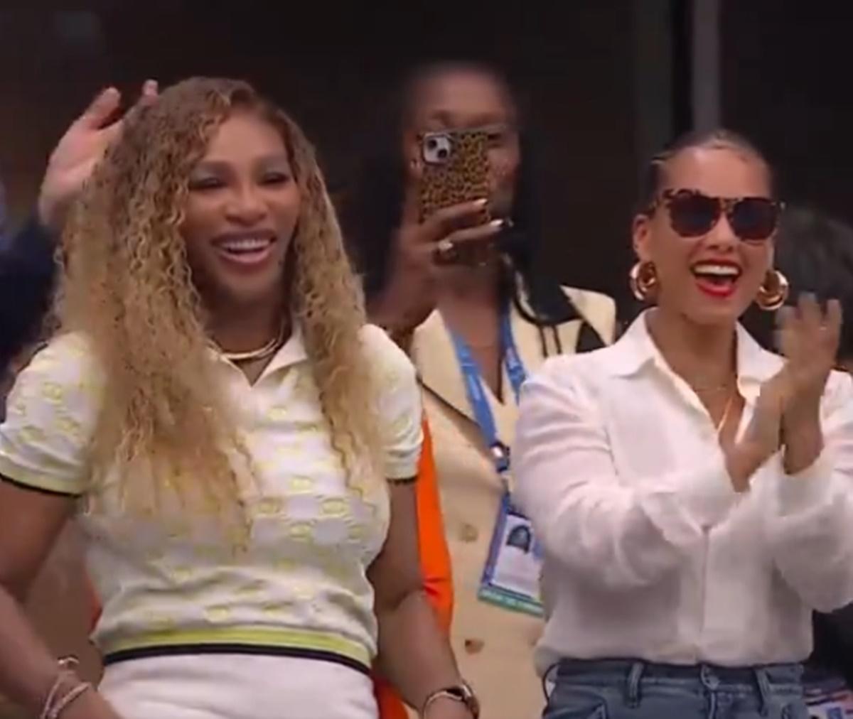 Serena Williams at the US Open with Alicia Keys