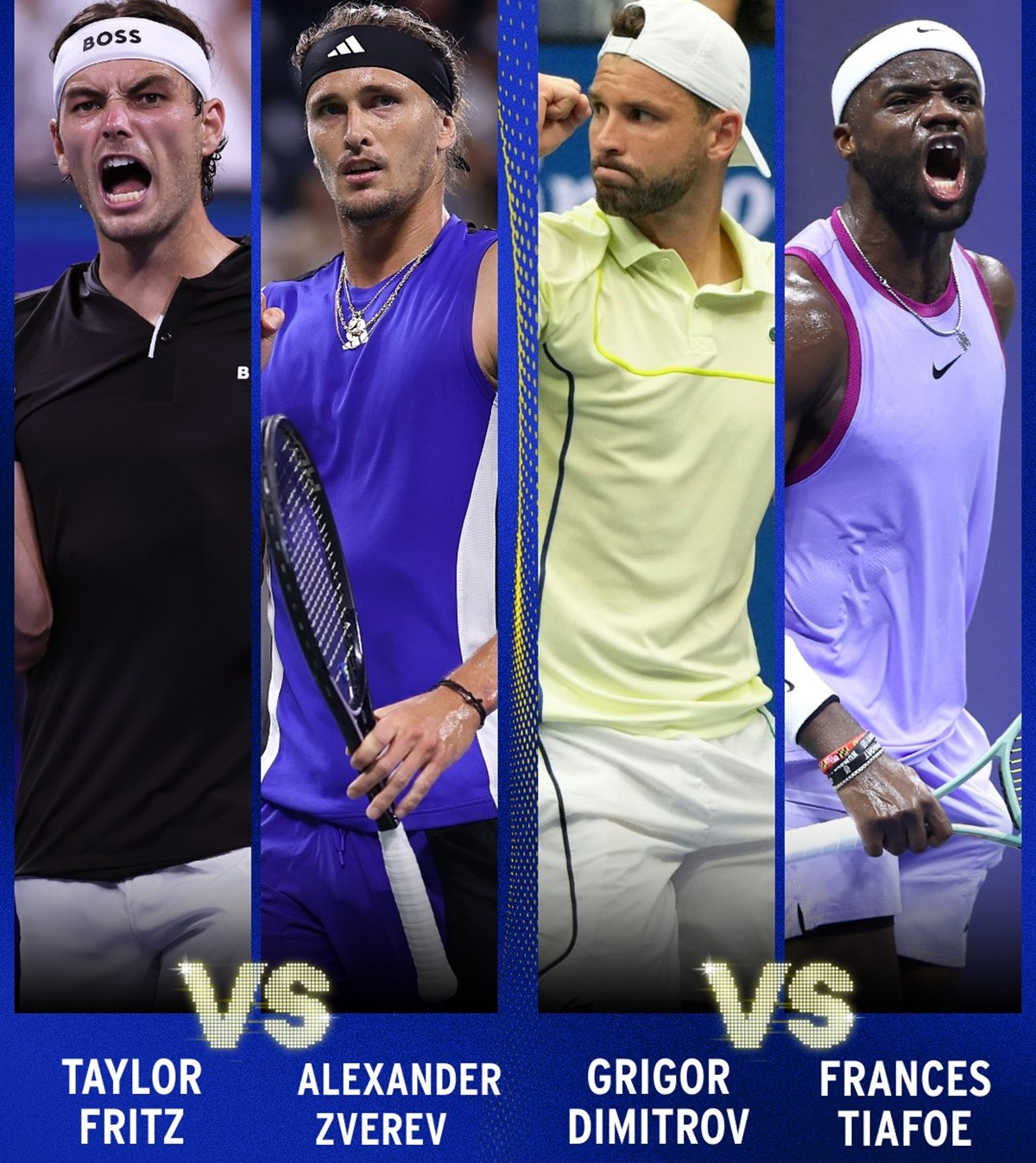 Contenders, including Jannik Sinner, Daniil Medvedev and Frances Tiafoe, who have all advanced to the fourth round.