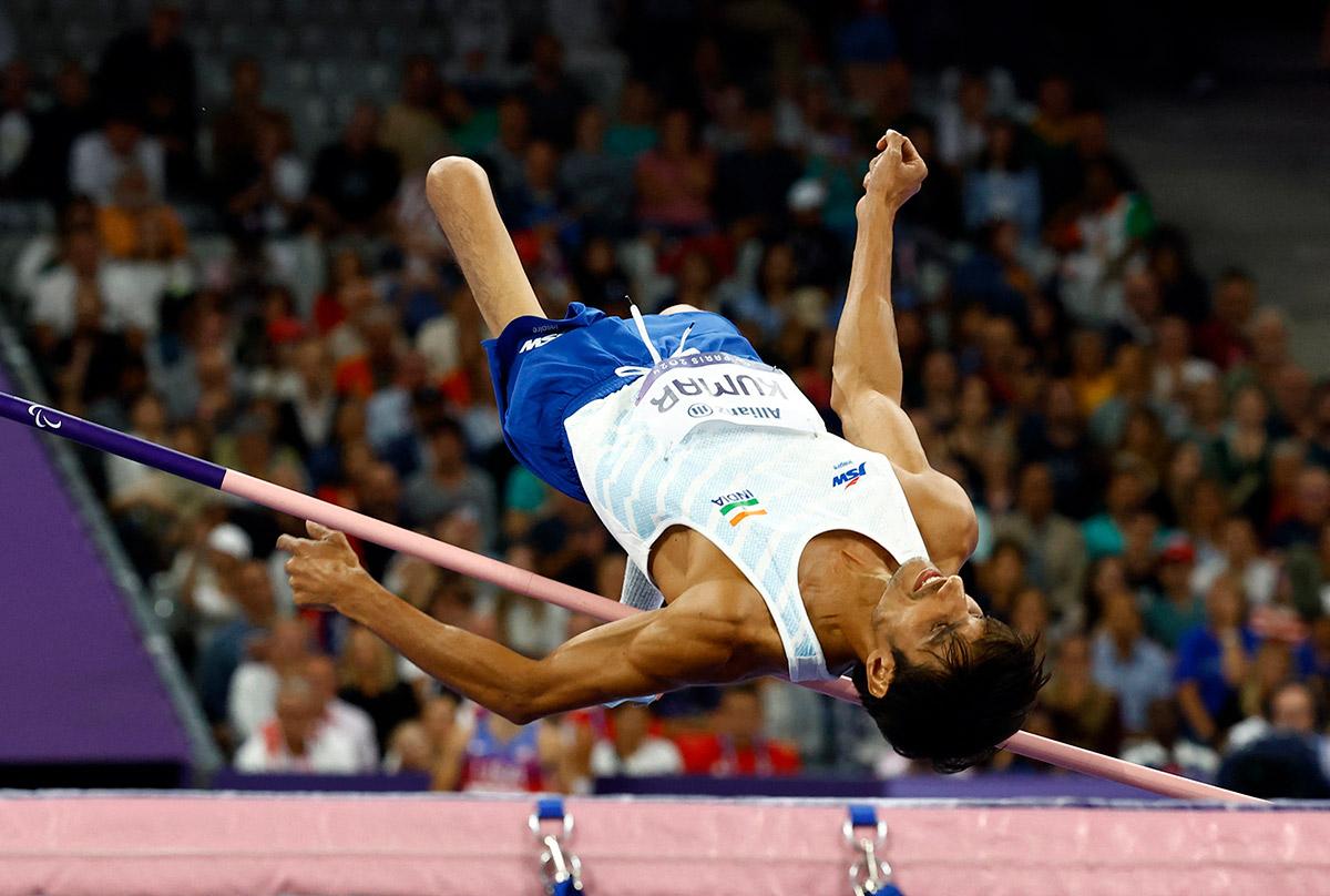 Sharad Kumar of India in action