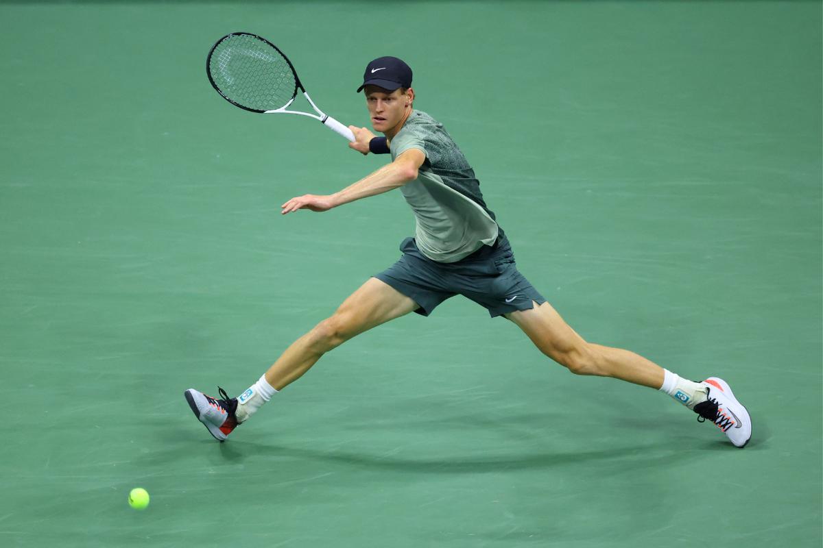 Italy's Jannik Sinner in action during the US Open quarter-final against Daniil Medvedev on Wednesday