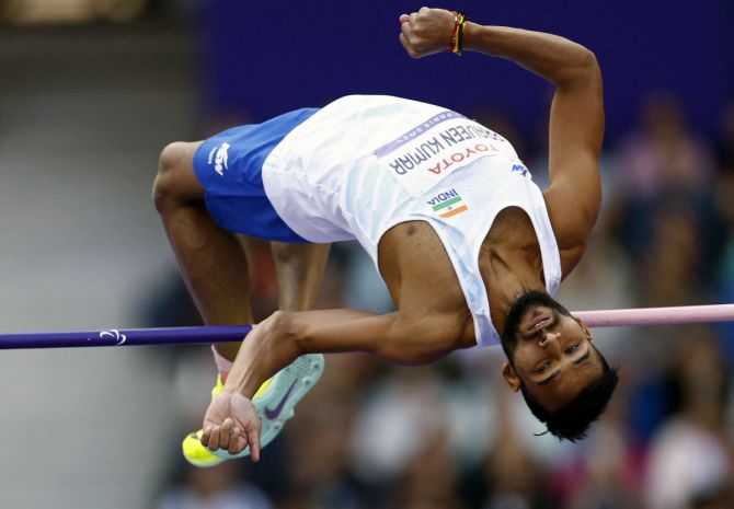 Praveen Kumar's gold medal winning jump in the men's high jump T64 event at the Paralympics