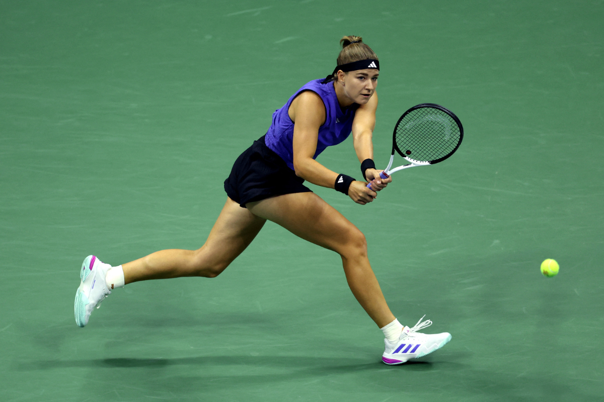 Czech Republic's Karolina Muchova in action during her semi final match against Jessica Pegula of the US