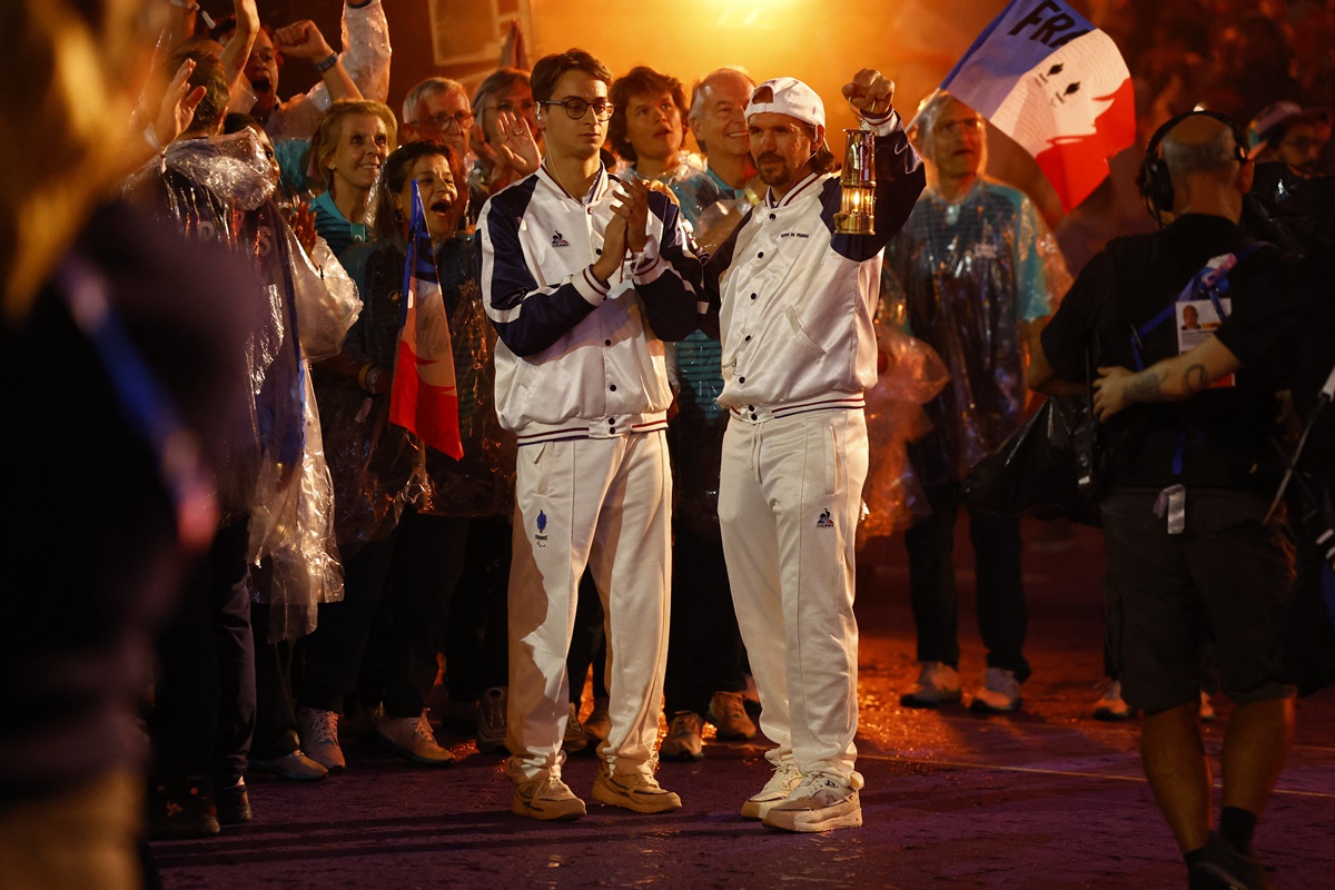 The extinguishing of the Olympic flame during the closing ceremony.