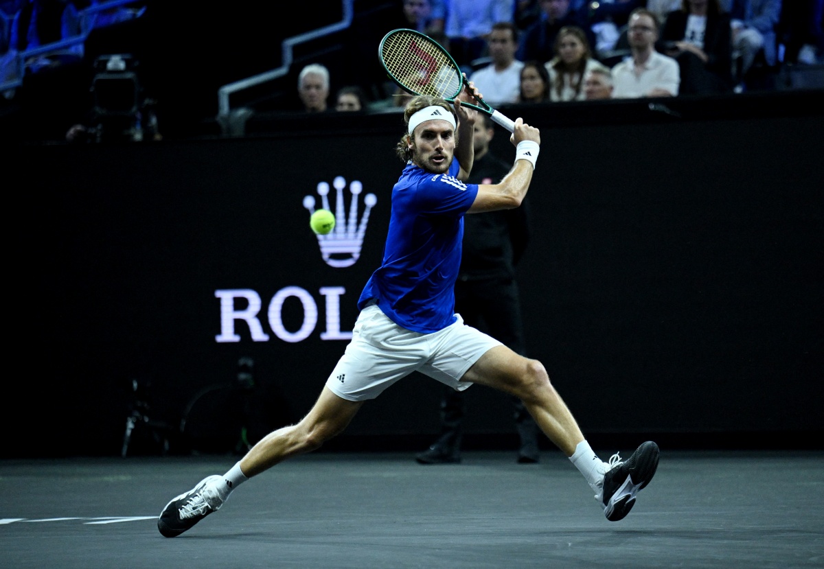 Stefanos Tsitsipas in action