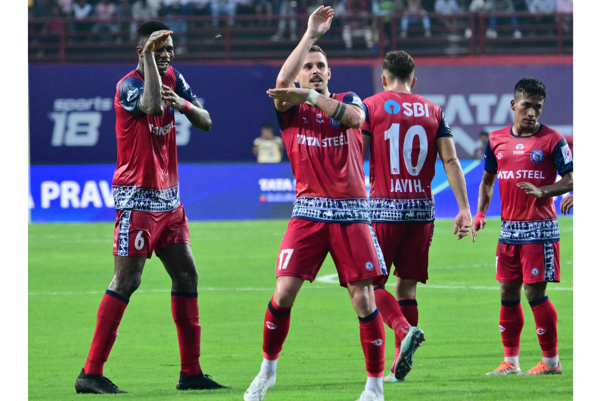 Jamshedpur FC's Jordan Murray celebrates a goal