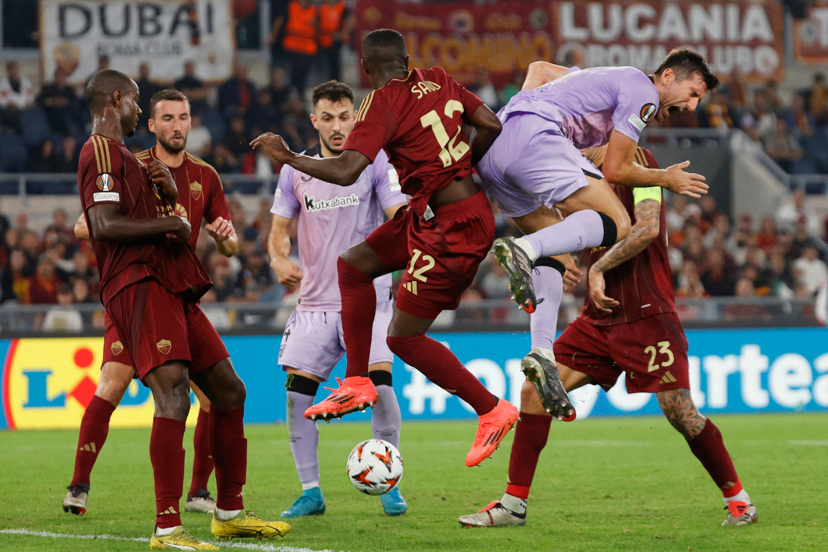 AS Roma's Saud Abdulhamid in action with Athletic Bilbao's Daniel Vivian