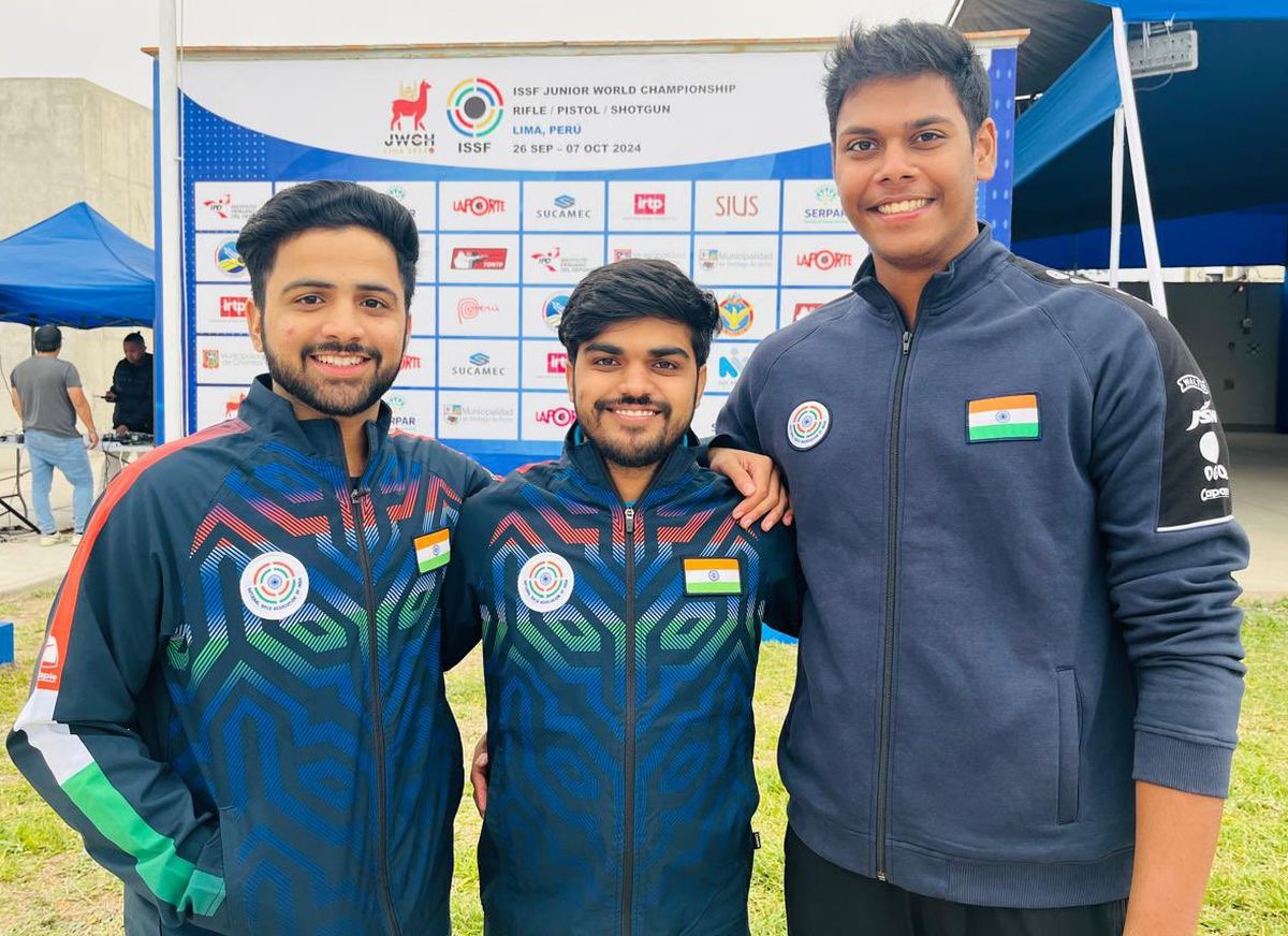 The junior men's trio of Umesh Choudhary, Pradhyumn Singh and Mukesh Nelavalli won the gold in the men's 10m air pistol team event.