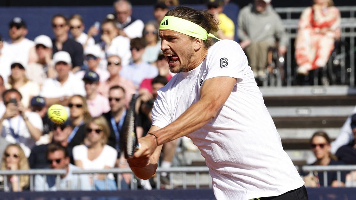 Germany's Alexander Zverev in action during his ATP 500 Munich Open semi-final against Hungary's Fabian Marozsan at MTTC Iphitos, Munich, Germany, on Saturday.