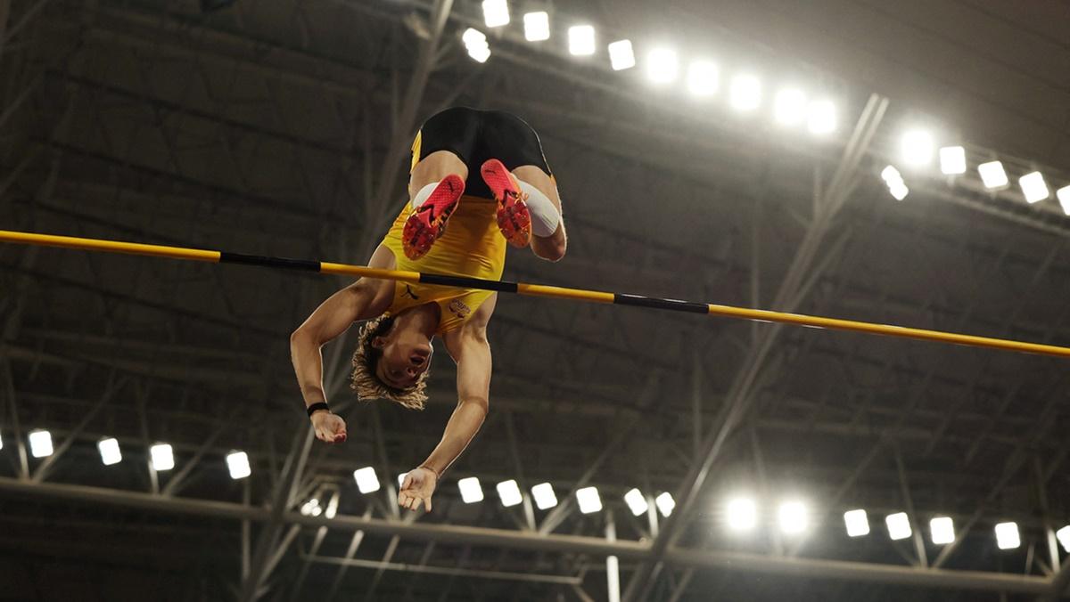 Sweden's Armand Duplantis in action during the men's pole vault at the Diamond League meeting in Xiamen Egret Stadium, Xiamen, China, on Saturday.