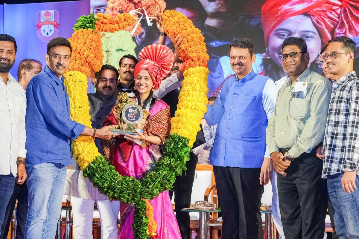 Divya Deshmukh at a felicitation ceremony on Saturday