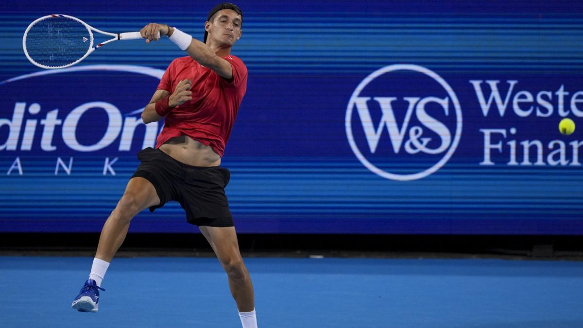 France's Terence Atmane in action against Denmark's Holger Rune during the Cincinnati Open quarter-finals, at the Lindner Family Tennis Center, on Friday.
