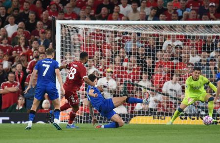 Cody Gakpo scores Liverpool's second goal.