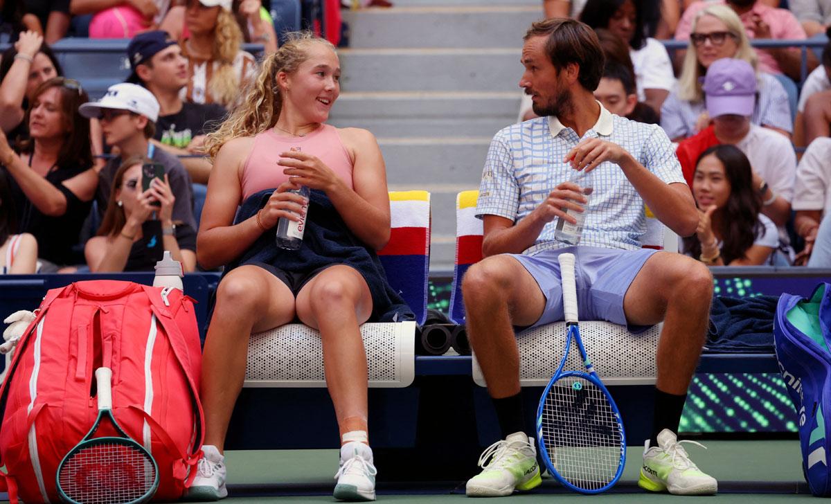 Russia's Mirra Andreeva and Daniil Medvedev 