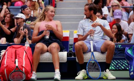 Russia's Mirra Andreeva and Daniil Medvedev Russia's Mirra Andreeva and Daniil Medvedev