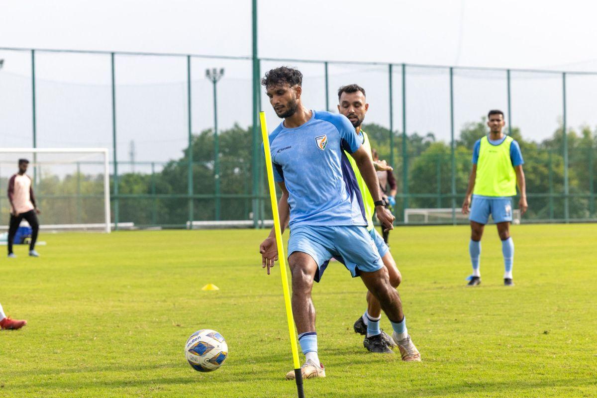 Defender Alex Saji at a training camp on Thursday, ahead of CAFA Nations Cup