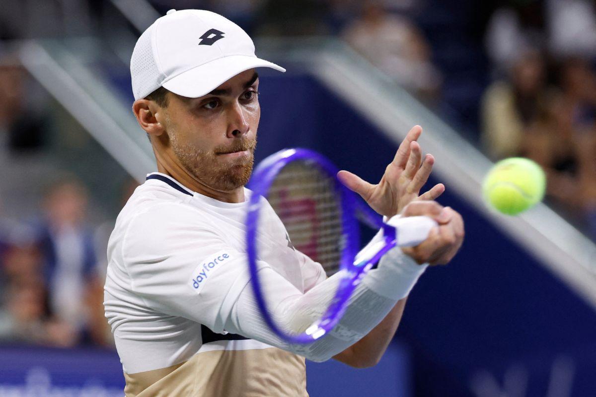 France's Benjamin Bonzi in action during his first round match against Russia's Daniil Medvedev