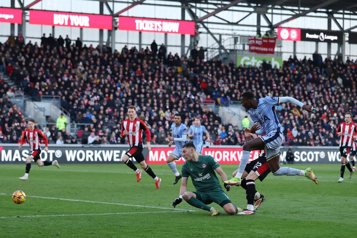 Tottenham Hotspur's Pape Matar Sarr scores their second goal