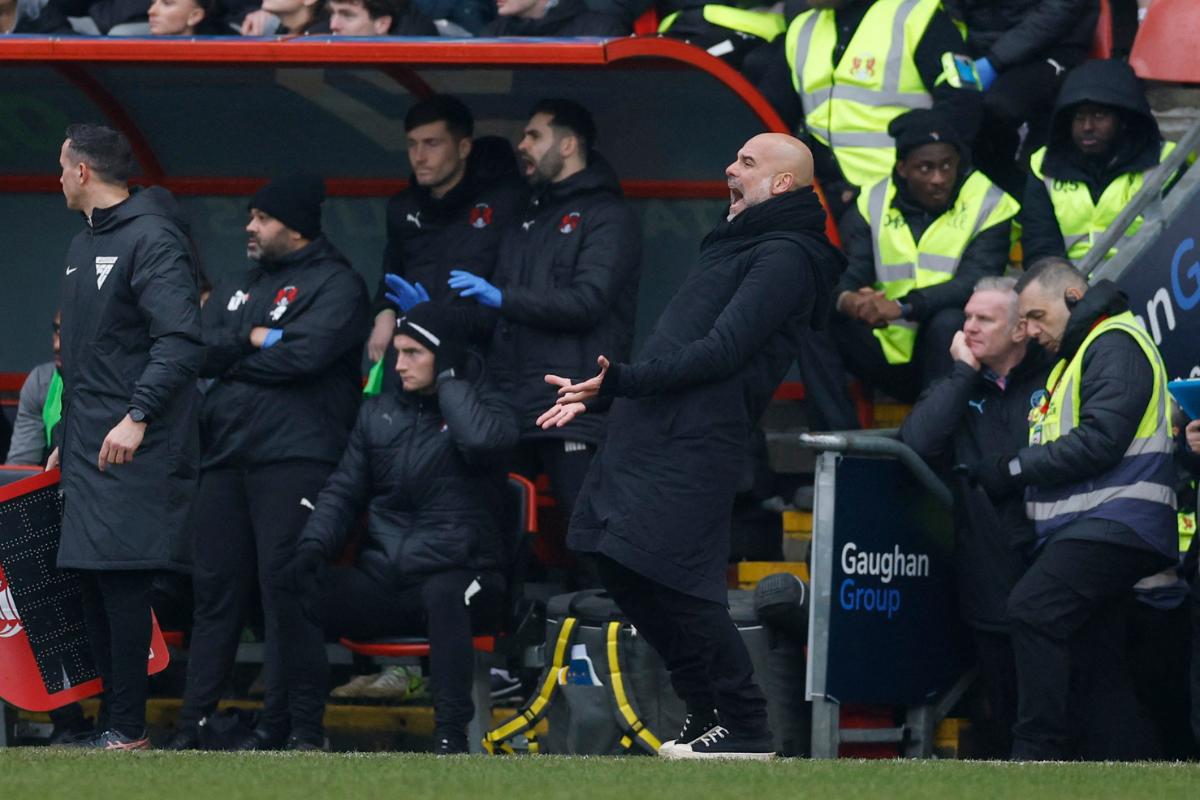 Pep Guardiola cut a frustrated figure during the match