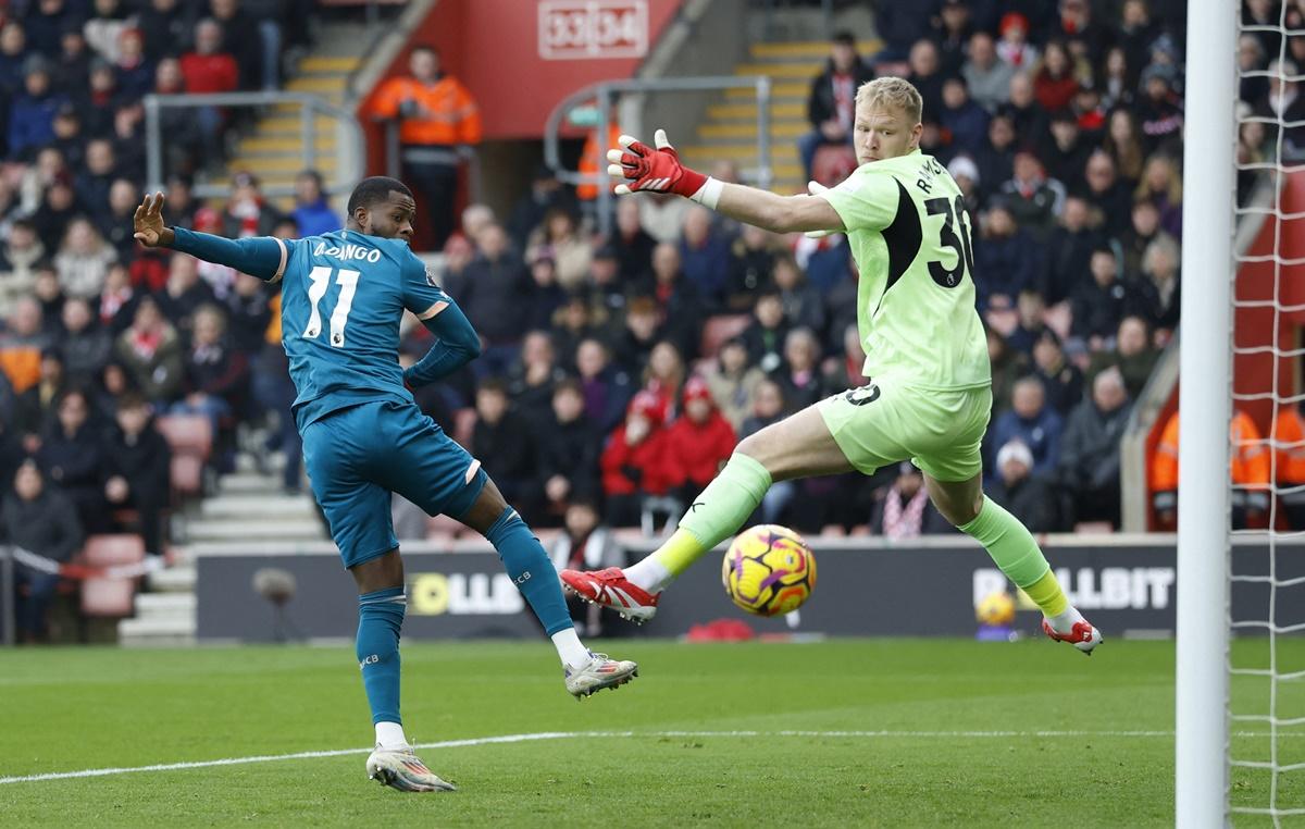 Dango Ouattara scores Bournemouth's first goal against Southampton at St Mary's Stadium, Southampton.