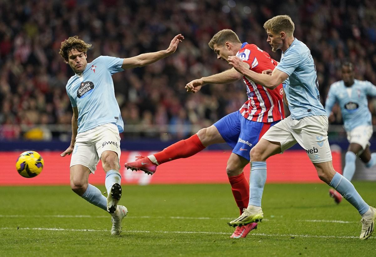 Alexander Sorloth scores to draw Atletico Madrid levela against Celta Vigo, at Metropolitano, Madrid.