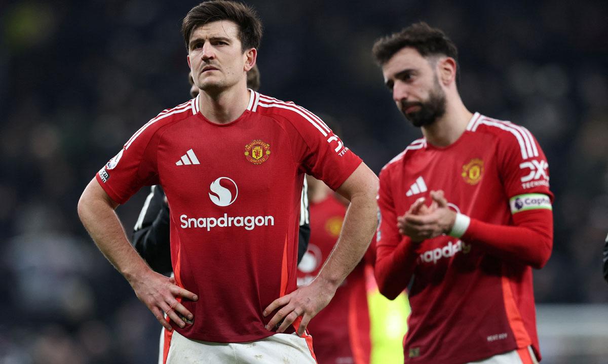 Manchester United's Harry Maguire and Bruno Fernandes