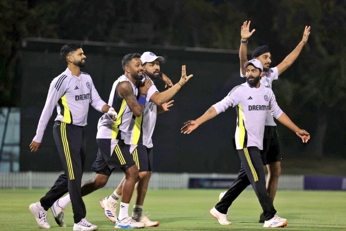 India players at a training session on Monday