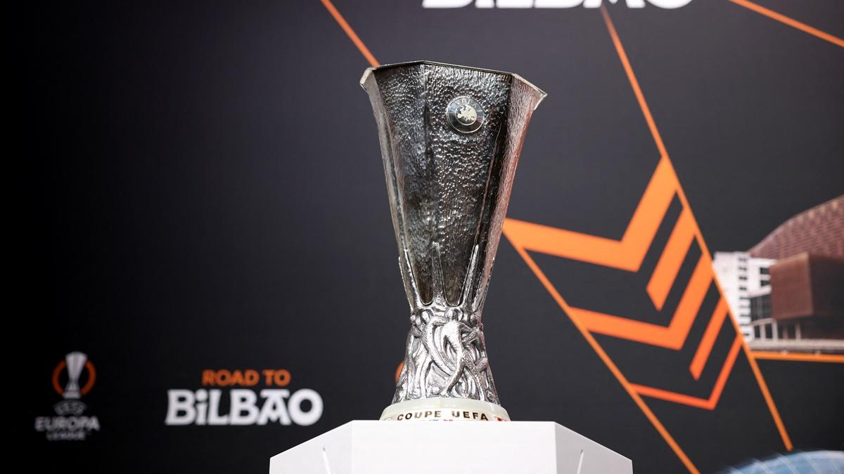 The Europa League trophy at the tournament's Round of 16, Quarter-final, Semi-Final and Final draws, at the UEFA Headquarters, Nyon, Switzerland, on Friday.