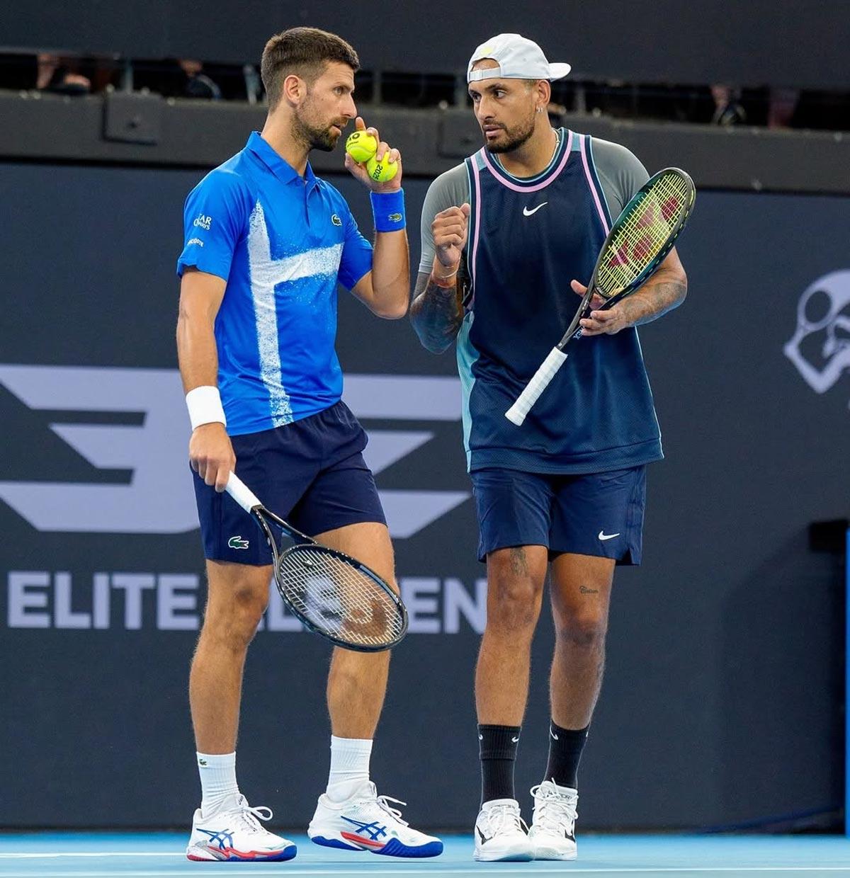 Novak Djokovic with Nick Kyrgios