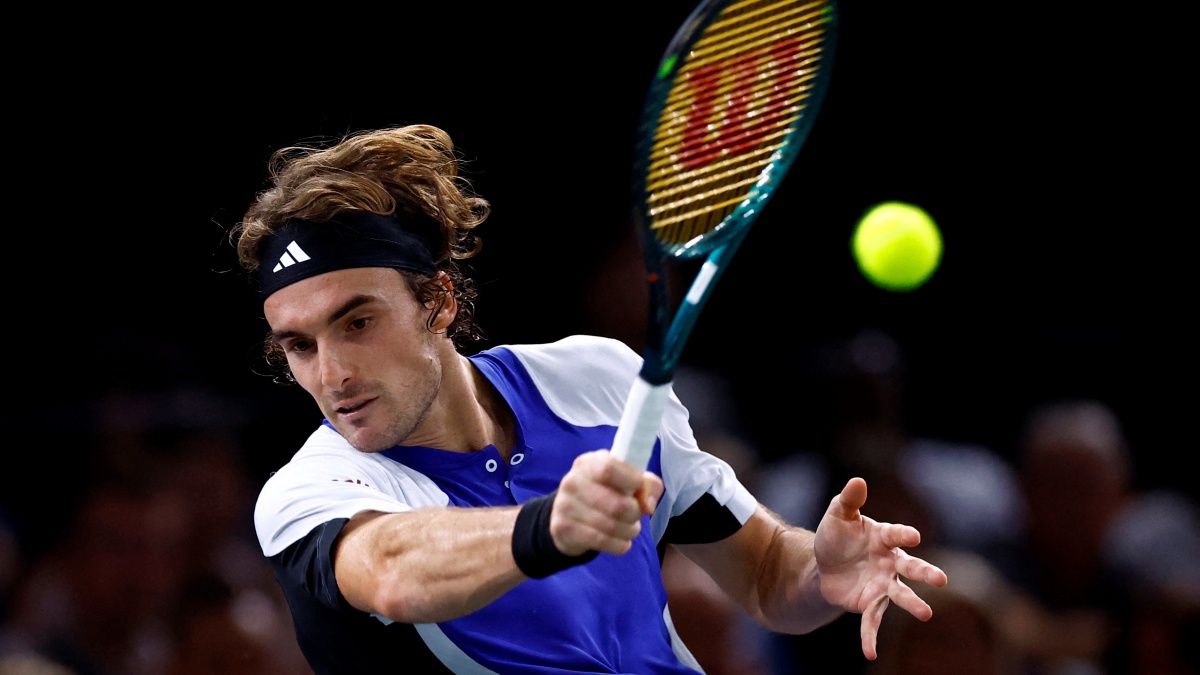 Stefanos Tsitsipas in action