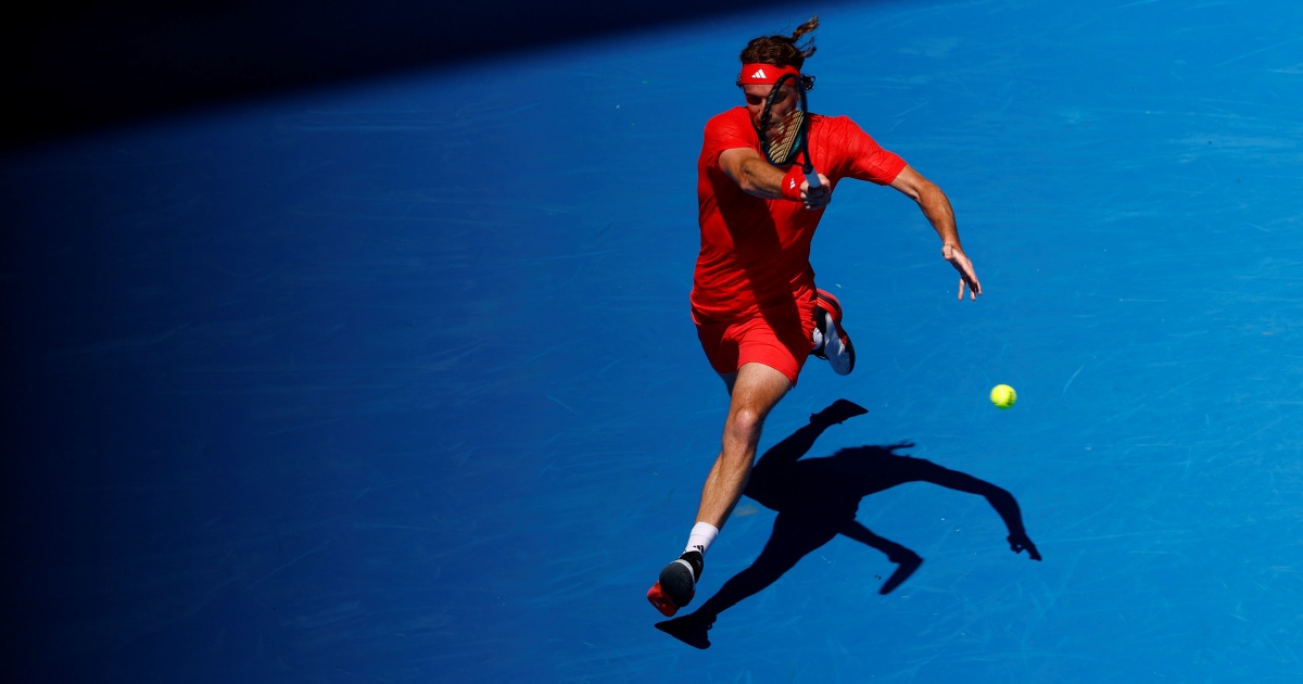 Stefanos Tsitsipas in action