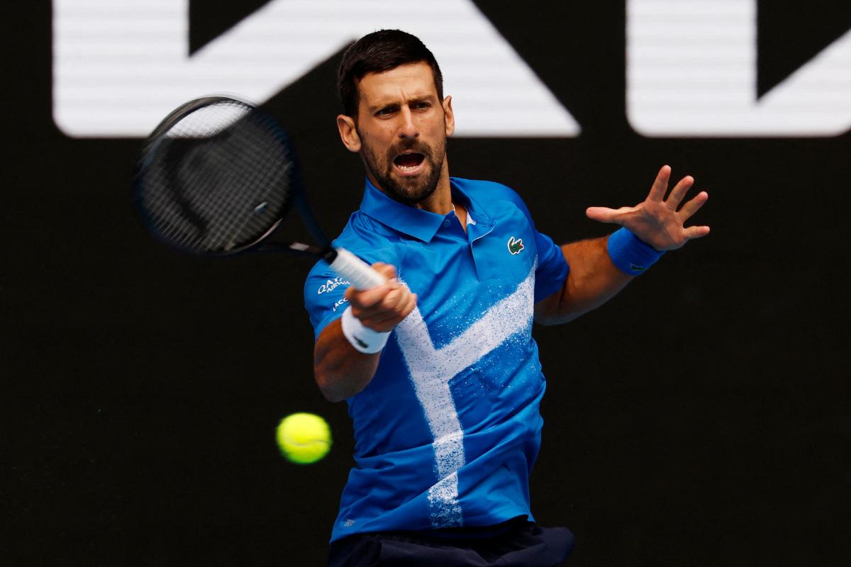 Serbia's Novak Djokovic in action during his second round match against Portugal's Jaime Faria