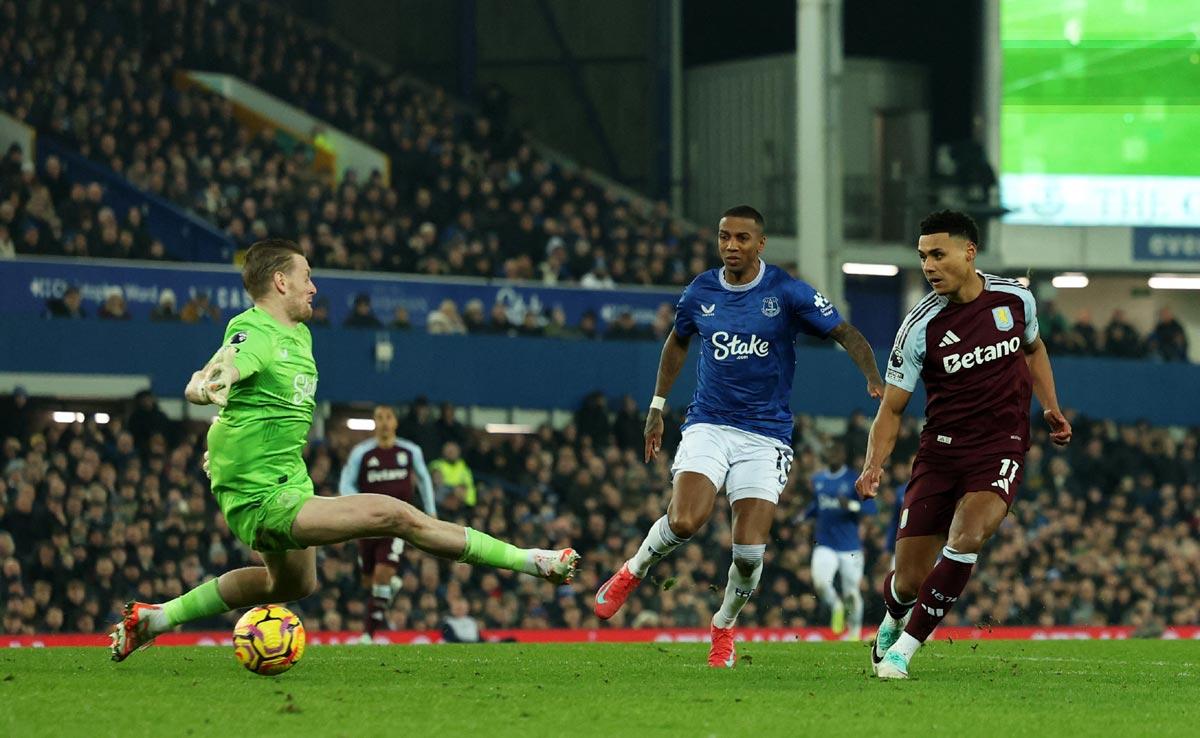 Ollie Watkins scores Aston Villa's first goal