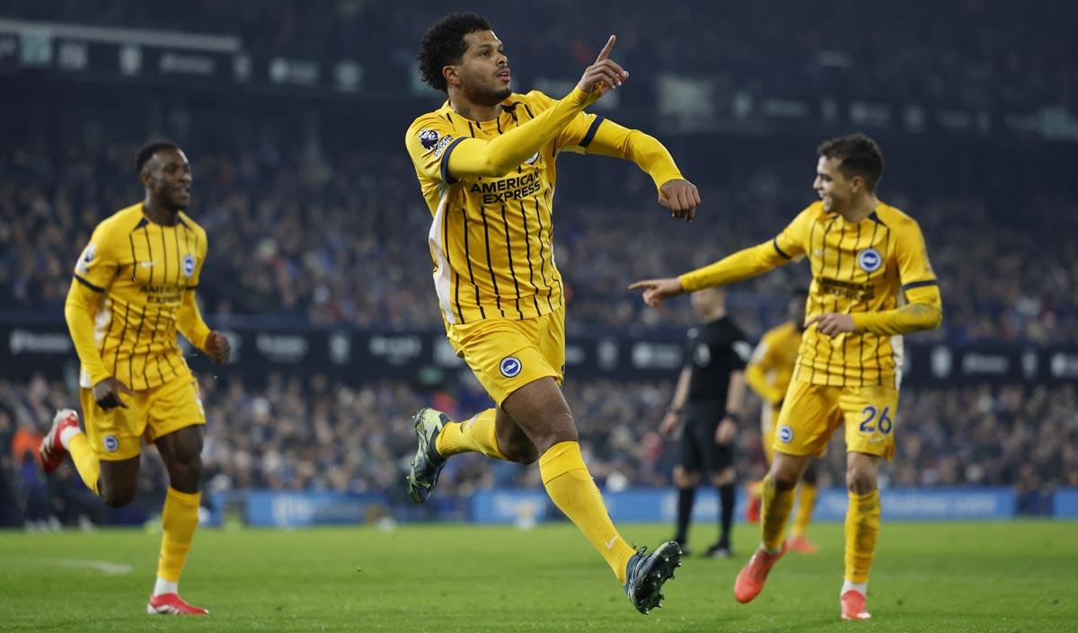 Georginio Rutter celebrates scoring Brighton & Hove Albion's second goal