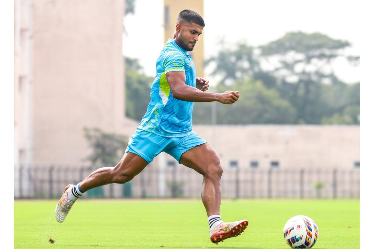 Pritam Kotal at a training session with Chennaiyin FC on Sunday