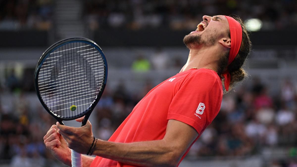 Germany's Alexander Zverev celebrates winning his Australian Open fourth round match against France's Ugo Humbert at Melbourne Park on Sunday.