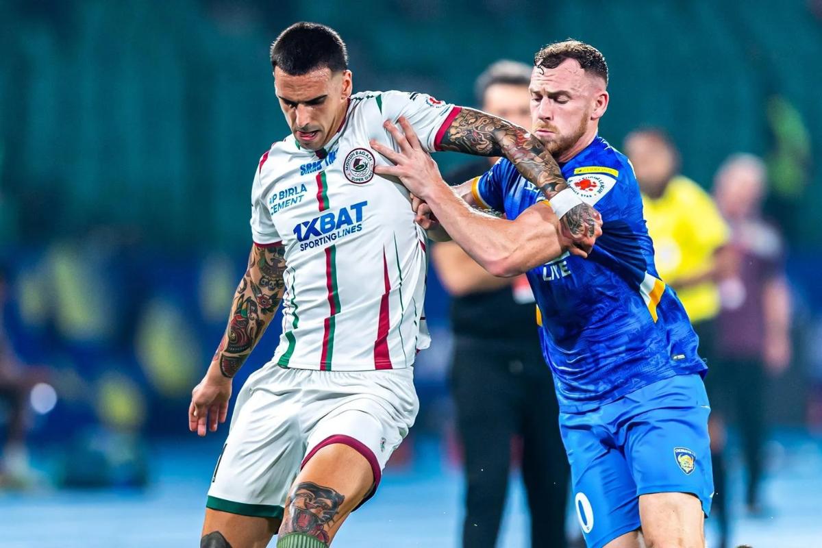 Action from the match played between Chennaiyin FC and Mohun Bagan SG on Tuesday